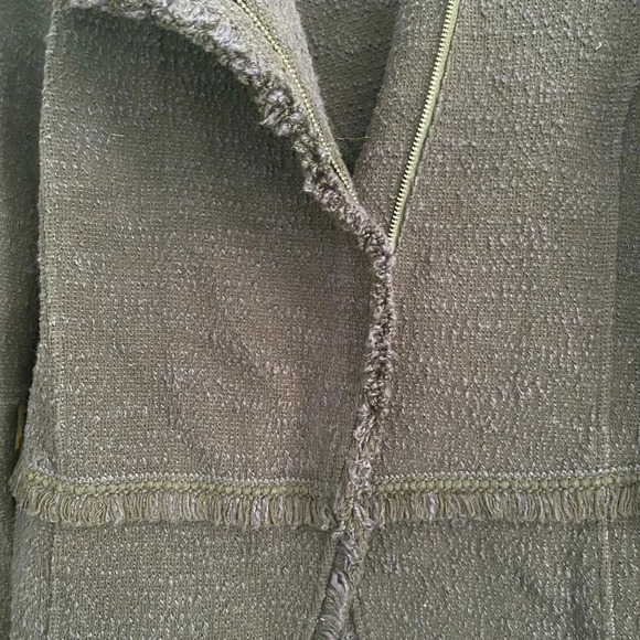 White House Black Market Tweed Top Blazer Raw Asymmetrical Hem Jacket L - Picture 2 of 8